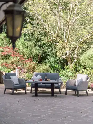 Chillington 4-Seat Lounge Set Adjustable Table - (Anthracite)