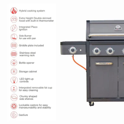Grillstream Legacy 5 Burner Hybrid with Side Burner - Matt Black - image 5