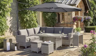 Kettler 3.3m Free Arm Parasol with LED Lighting and Wireless Speaker - Taupe - image 2