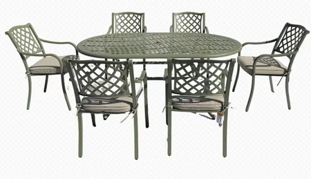 Woodlodge Painswick 6 Seat Dining Set Green